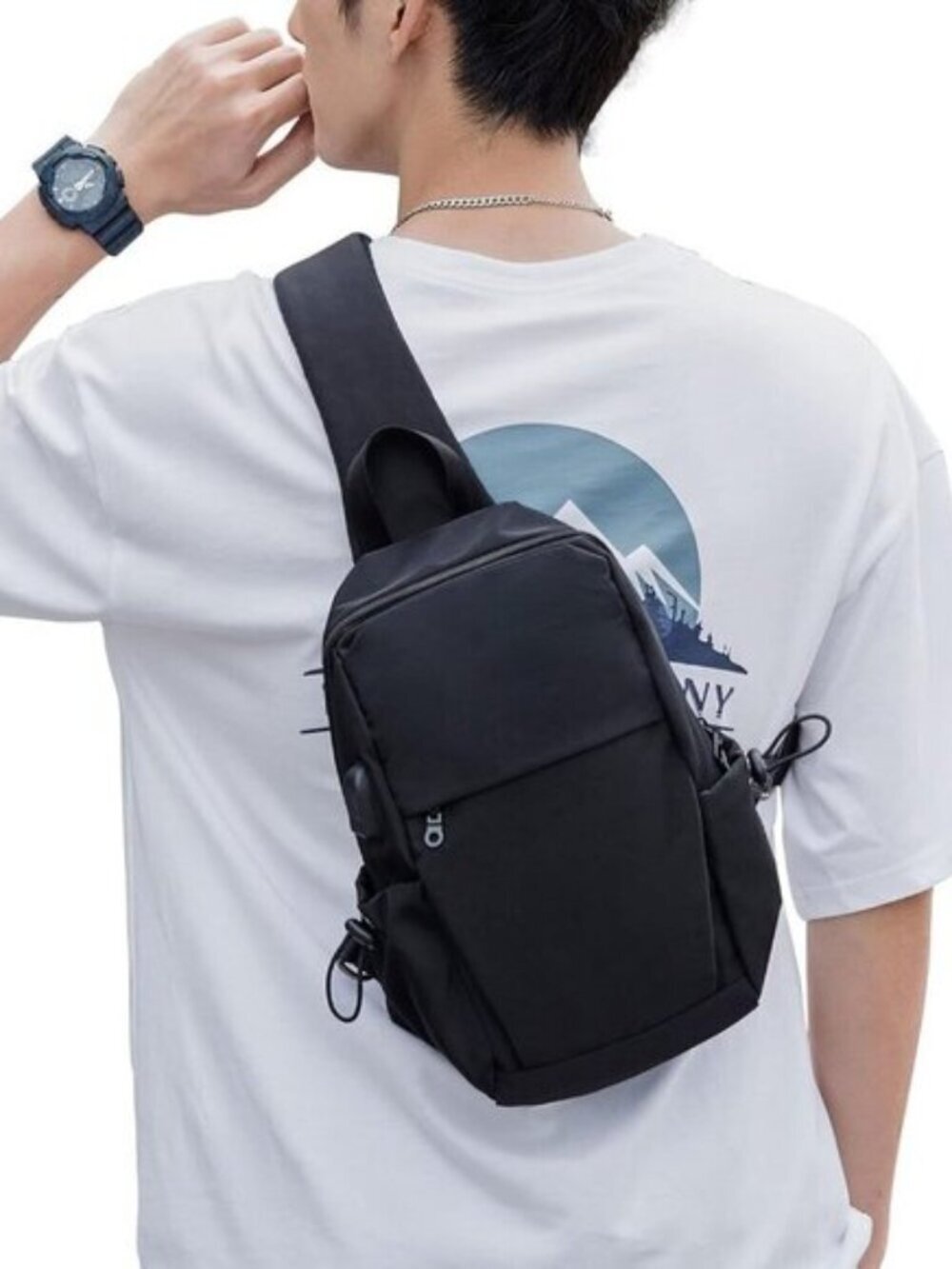 Women's Black Lightweight Hiking Sling Backpack Waterproof Crossbody Bag Men